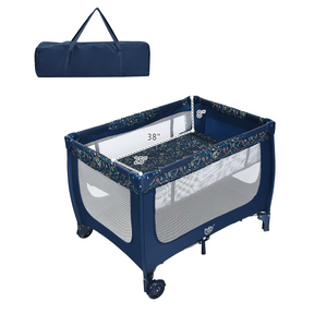 Hikidspace Portable and Folding Baby Playpen with Mattress and Lockable Wheels