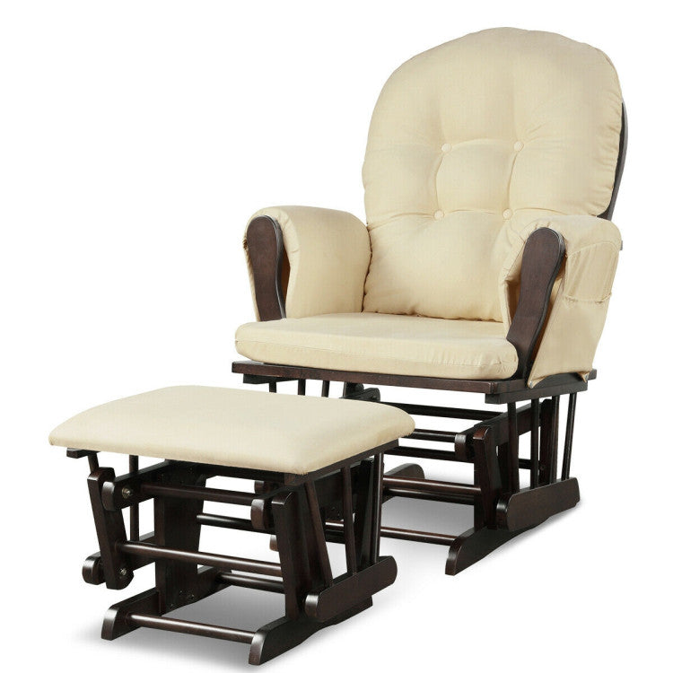 Recliners and Ottoman Set with Padded Armrests and Detachable Cushion