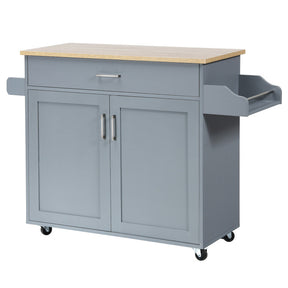 Rolling Kitchen Island Cart with  with Lockable Wheels and Spice Rack