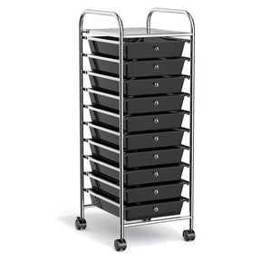 Hikidspace Storage Cart Organizer with 10 Compartments and Rolling Casters