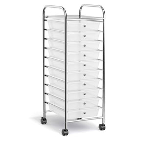 Hikidspace Storage Cart Organizer with 10 Compartments and Rolling Casters