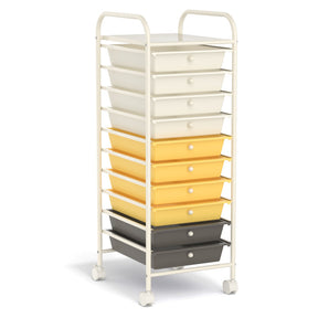 Hikidspace Storage Cart Organizer with 10 Compartments and Rolling Casters