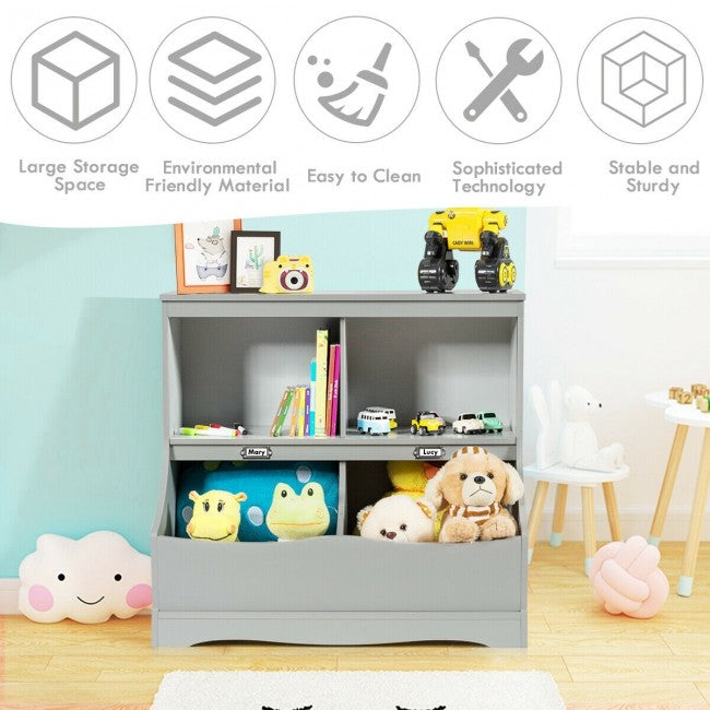 Hikidspace 3-Tier Bookcase Kids Toys Storage Organizer