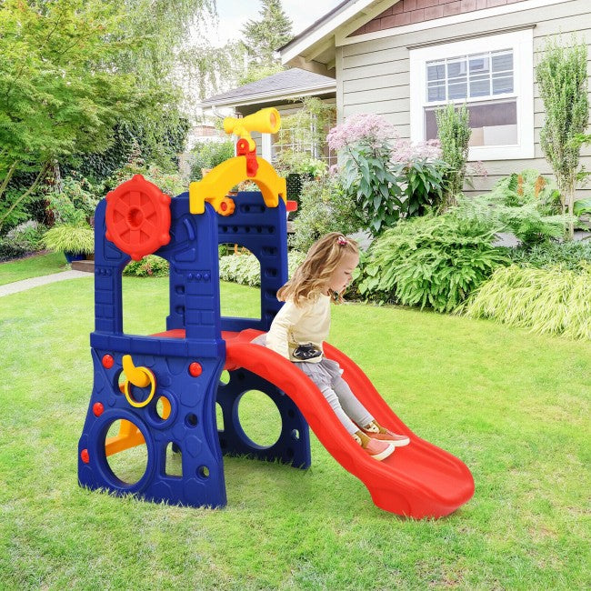 6-in-1 Freestanding Kids Slide with Basketball Hoop