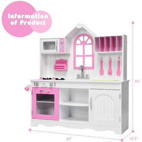 Wooden Toy Pretend Kitchen Kids Cooking Pretend Play Set