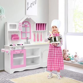 Wooden Toy Pretend Kitchen Kids Cooking Pretend Play Set