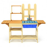 Kids Outdoor Wooden Pretend Cook Kitchen Playset Toy