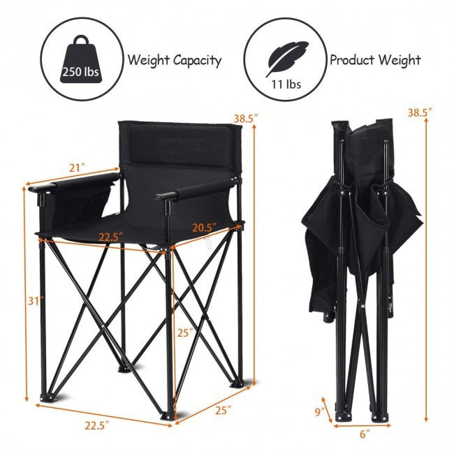 38 Inch Oversized High Portable and Folding Camping Fishing Chair