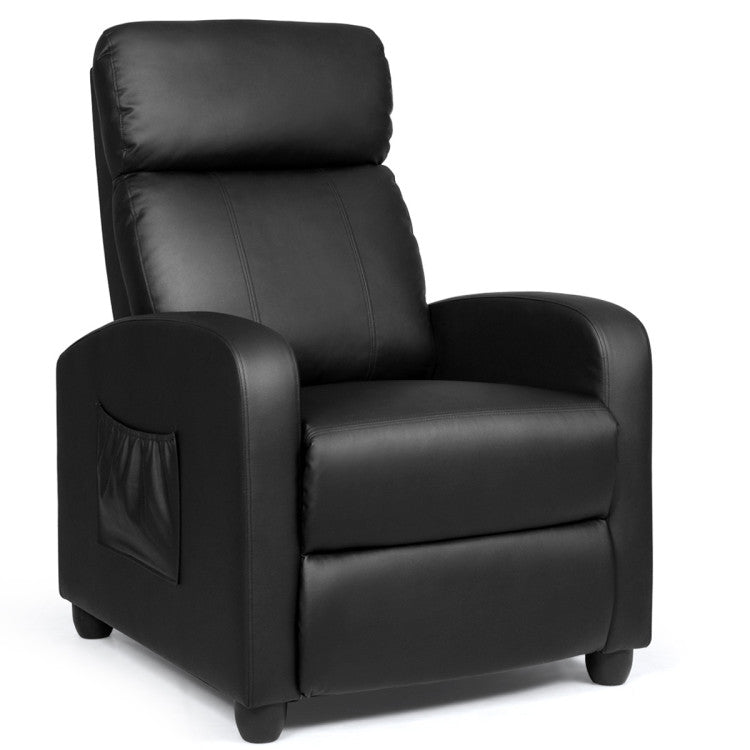 Recliner Massage Adjustable Wingback Single Chair with Side Pocket for Living Room