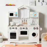 Wooden Toy Play Kitchen with Washing Machine for Toddlers