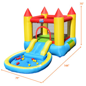 Hikidspace Kids Inflatable Bounce House Castle with Balls Pool and Bag