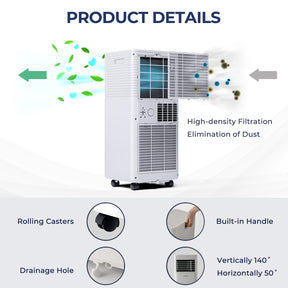 10000 BTU(Ashrae) Portable Air Cooler with Fan and Dehumidifier Sleep Mode