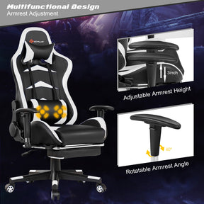 Hikidspace Massage Gaming Chair with Footrest and Adjustable Height