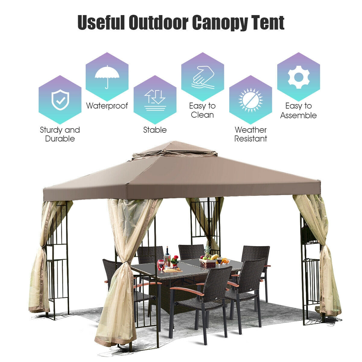 10 x 10 Feet Awning Patio Screw-free Structure Canopy Tent