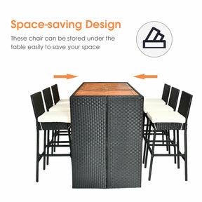 7 Pieces Patio Rattan Wicker Dining Furniture Set with Removable Cushion